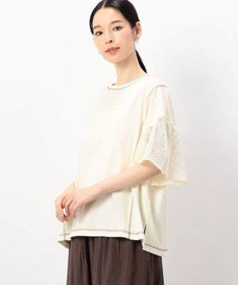 ＜COMME CA ISM (Women)＞【　速乾　】袖メッシュピグメント加工Ｔシャツ（５２６８ＣＩ７１）