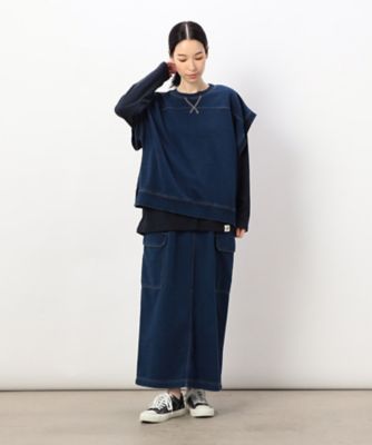 【セットアイテム】デニム風裏毛ベスト＋ロング長袖Ｔシャツ　／　セットアップ対応（５２６８ＣＩ７６）