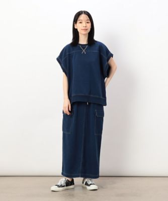 【セットアイテム】デニム風裏毛ベスト＋ロング長袖Ｔシャツ　／　セットアップ対応（５２６８ＣＩ７６）