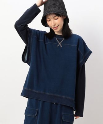 【セットアイテム】デニム風裏毛ベスト＋ロング長袖Ｔシャツ　／　セットアップ対応（５２６８ＣＩ７６）