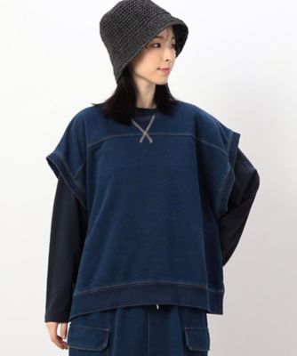 【セットアイテム】デニム風裏毛ベスト＋ロング長袖Ｔシャツ　／　セットアップ対応（５２６８ＣＩ７６）