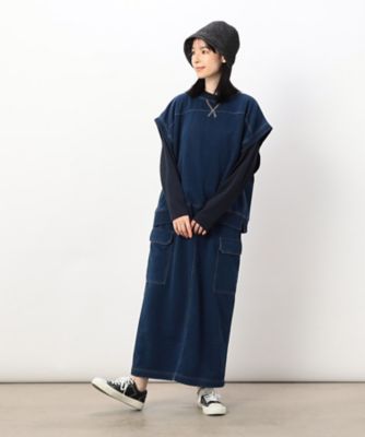 【セットアイテム】デニム風裏毛ベスト＋ロング長袖Ｔシャツ　／　セットアップ対応（５２６８ＣＩ７６）