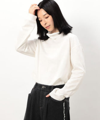 ＜COMME CA ISM (Women)＞綿１００％　スラブ　ハイネックＴシャツ　（長袖）（５２６８ＣＩ７７）