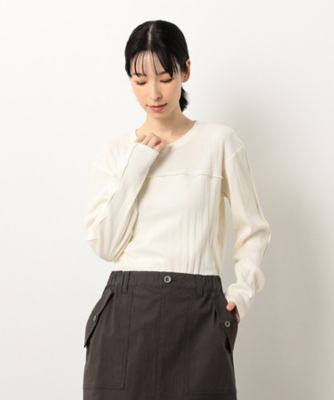 ＜COMME CA ISM (Women)＞ランダムリブ　クルーネックＴシャツ　（長袖）（５２６８ＣＫ７２）