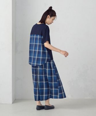 インディゴチェック　バックフレアＴシャツ　／　セットアップ対応（５２６８ＣＫ７８）