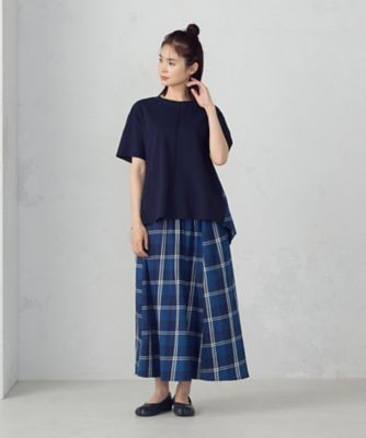インディゴチェック　バックフレアＴシャツ　／　セットアップ対応（５２６８ＣＫ７８）