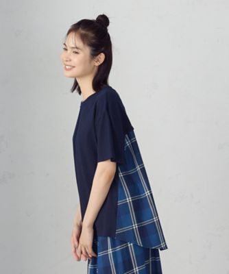 インディゴチェック　バックフレアＴシャツ　／　セットアップ対応（５２６８ＣＫ７８）