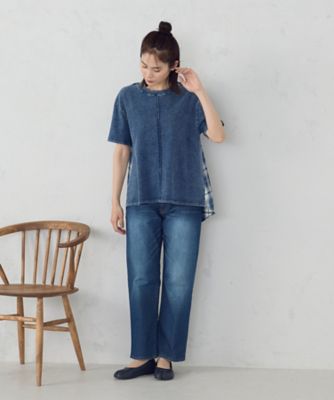 インディゴチェック　バックフレアＴシャツ　／　セットアップ対応（５２６８ＣＫ７８）