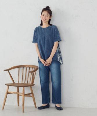インディゴチェック　バックフレアＴシャツ　／　セットアップ対応（５２６８ＣＫ７８）