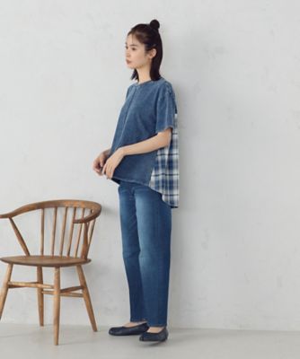 インディゴチェック　バックフレアＴシャツ　／　セットアップ対応（５２６８ＣＫ７８）