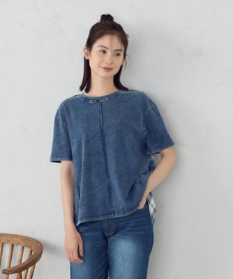 インディゴチェック　バックフレアＴシャツ　／　セットアップ対応（５２６８ＣＫ７８）