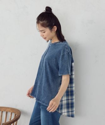 インディゴチェック　バックフレアＴシャツ　／　セットアップ対応（５２６８ＣＫ７８）