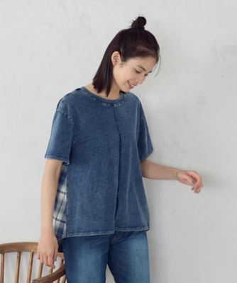 インディゴチェック　バックフレアＴシャツ　／　セットアップ対応（５２６８ＣＫ７８）