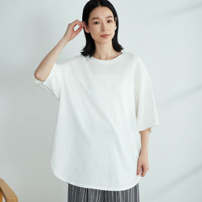 ＜COMME CA ISM (Women)＞ワッフル切替　ビッグＴシャツ（５２６８ＣＹ９０）