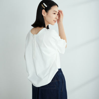 ＜COMME CA ISM (Women)＞２ＷＡＹ　ヘンリーネックＴシャツ（５２６８ＣＹ９１）