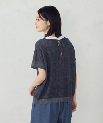 美品✨45R ハンドニット リネンツイードのパフスリーブセーター