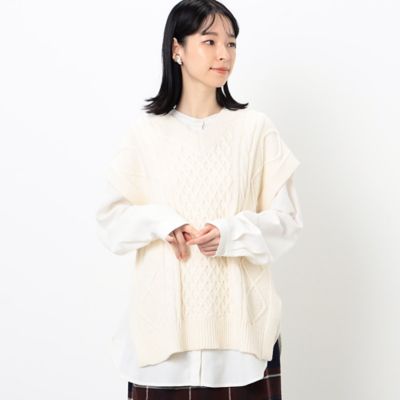 ＜COMME CA ISM (Women)＞アラン柄　ニットベスト（５２７７ＫＡ７０）