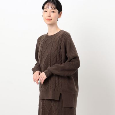 ＜三越伊勢丹/公式＞【SALE】COMME CA ISM (Women)/コムサ イズム 編地切替えアラン柄ニット チャイロ トップス【三越伊勢丹/公式】