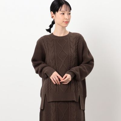 【セットアップ対応】編地切替えアラン柄ニット（５２７７ＫＡ８１）