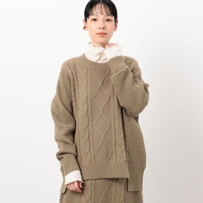【セットアップ対応】編地切替えアラン柄ニット（５２７７ＫＡ８１）