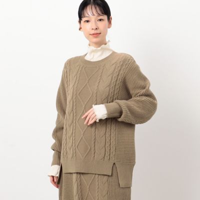 【セットアップ対応】編地切替えアラン柄ニット（５２７７ＫＡ８１）