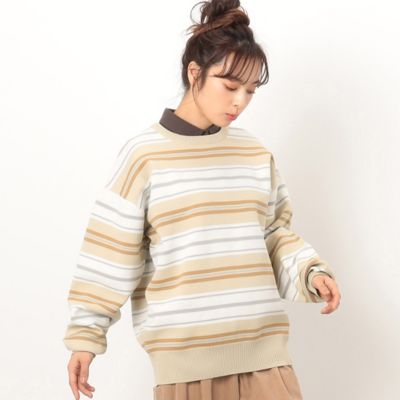 ＜COMME CA ISM (Women)＞ボーダーニット　プルオーバー（５２７７ＫＧ７２）