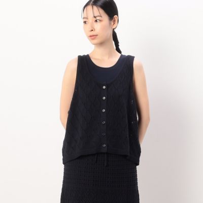 ＜三越伊勢丹/公式＞ COMME CA ISM (Women)/コムサ イズム 2WAY 透かし編みニット キャミベスト ネービーブルー トップス【三越伊勢丹/公式】