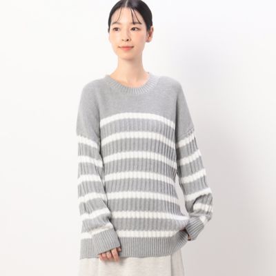 ＜COMME CA ISM (Women)＞ボーダー　ニットプルオーバー（５２７７ＫＧ７６）