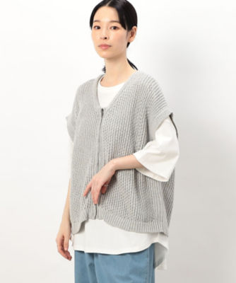 ＜COMME CA ISM (Women)＞メッシュニット　ジップベスト（５２７７ＫＩ７０）