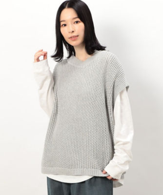 ＜COMME CA ISM (Women)＞２ＷＡＹ　メッシュニットベスト（５２７７ＫＩ７１）