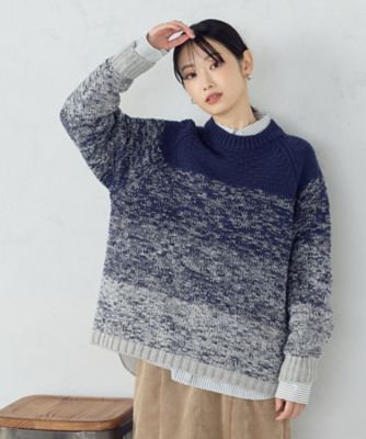 COMME CA ISM (Women)/コムサ イズム 変形 鹿の子 グラデーション ニット(5277KM72) ネービーブルー トップス【三越伊勢丹/公式】