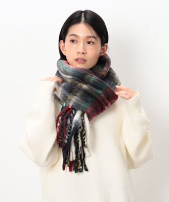 ＜COMME CA ISM (Women)＞シャギー　タータンチェックマフラー（５２８２ＲＩ７８）