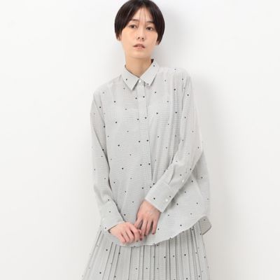 ＜COMME CA Sサイズ (Women/小さいサイズ)＞〔　Ｓサイズ　〕　デシン格子柄ハートプリント　シャツ（５４０１ＨＥ０１）