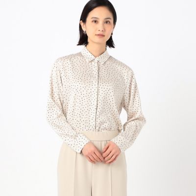 ＜COMME CA Sサイズ (Women/小さいサイズ)＞〔　Ｓサイズ　〕　【セットアップ対応】ウェーブサテンドットプリント　シャツ（５４０４ＨＧ０８）