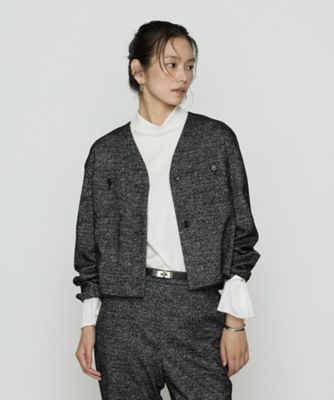 ＜COMME CA Sサイズ (Women/小さいサイズ)＞〔　Ｓサイズ　〕　ツイード柄リバージャージー　ノーカラージャケット（５４０６ＶＭ０５）