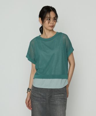 COMME CA Sサイズ (Women/小さいサイズ)/コムサ エスサイズ 〔 Sサイズ 〕 透かし編みレース柄 レイヤードニット(5450IM01) ミドリ トップス【三越伊勢丹/公式】