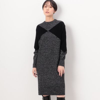 ＜COMME CA Sサイズ (Women/小さいサイズ)＞〔　Ｓサイズ　〕　ブークレ杢ニット　インターシャニットドレス（５４５８ＩＥ１１）