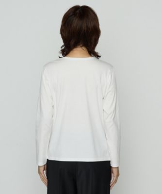 Sサイズ 〕 スーピマバイオシルスムース ビジュー刺繍Tシャツ