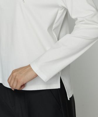 Sサイズ 〕 スーピマバイオシルスムース ビジュー刺繍Tシャツ