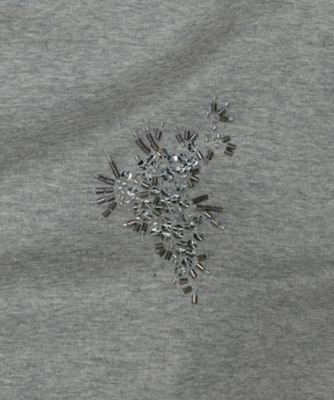 Sサイズ 〕 スーピマバイオシルスムース ビジュー刺繍Tシャツ