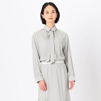 ＜COMME CA Sサイズ (Women/小さいサイズ)＞〔　Ｓサイズ　〕　【セットアップ対応】バックサテンアムンゼン幾何小紋柄　シャツ（５４７２ＨＧ０６）