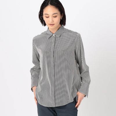 ＜COMME CA Sサイズ (Women/小さいサイズ)＞〔　Ｓサイズ　〕　デシンストライププリント　シャツ（５４７２ＨＧ０７）