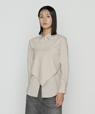 Sサイズ 〕 コットンナイロンシャンブレー カーチフ付きシャツ