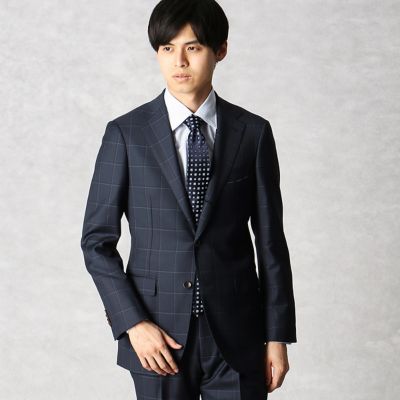 ZIGNONE】オルタネイトウィンドウペーン 3ボタンスーツ