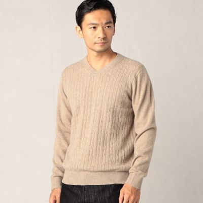 ピュアカシミヤ ケーブルＶネックセーター（５９３４ＫＡ０２） | ARTISAN MEN (Men)/アルチザン・メン |  三越伊勢丹オンラインストア・通販【公式】