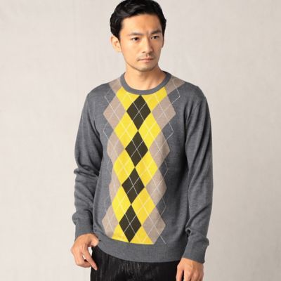 ＜ARTISAN MEN (Men)＞エクストラファインメリノ　アーガイルクルーネックセーター（５９３４ＫＡ０３）