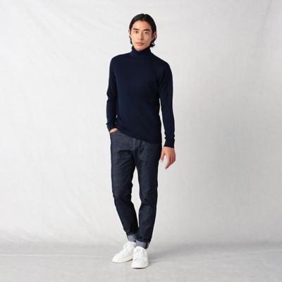 エクストラファインメリノ リブタートルネックセーター