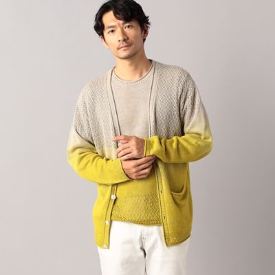 美品 gasaリネンニットカーディガン ベージュ系native villge リネングラデーションニットカーディガン（5939KG14