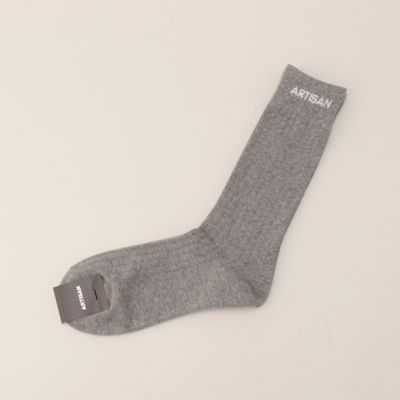 ARTISANロゴ ホワイトリブクルーソックス