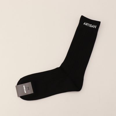 ARTISANロゴ ホワイトリブクルーソックス
